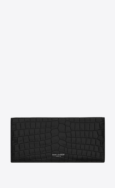 Slim wallet in matte crocodile embossed leather